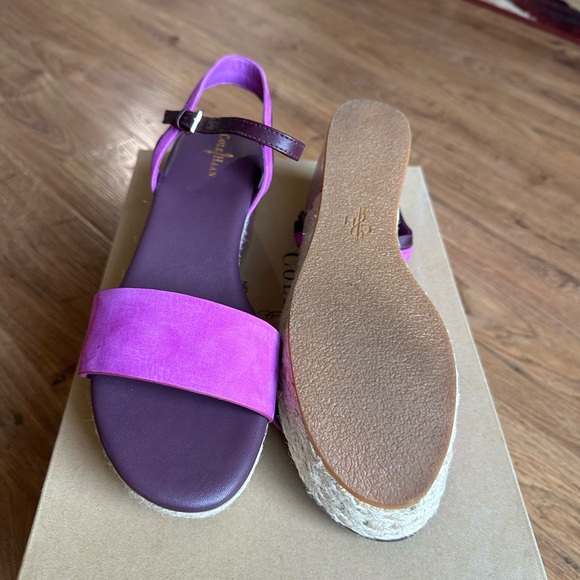NEW COLE HAAN Arden Mixed-Media Platform Wedge Sandals , like new , worn once - Picture 4 of 9